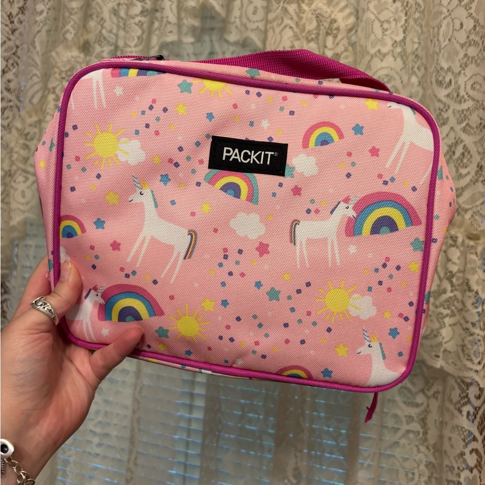 PACKIT Pink Unicorn Freezable Lunch Bag